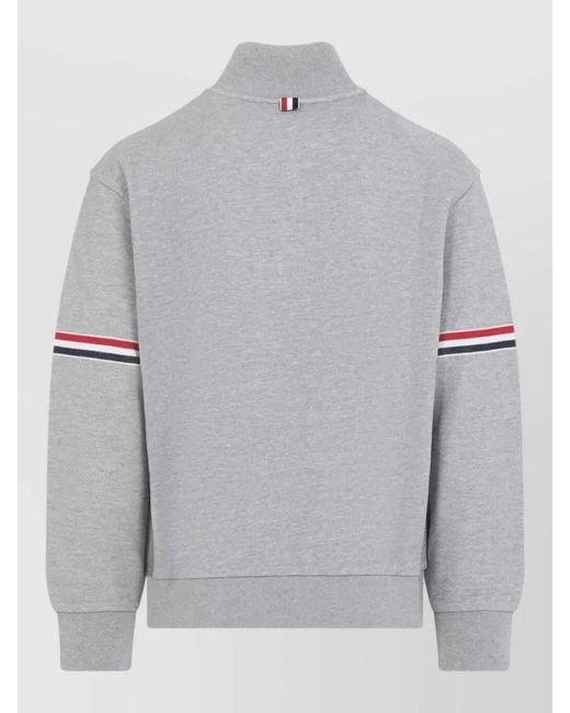 Thom Browne Gray Cotton Funnel Neck Pullover for men