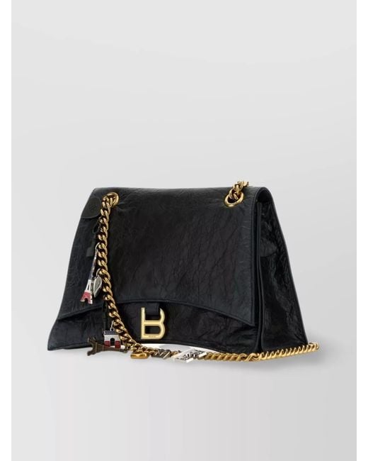 Balenciaga Black Crush Medium Leather Shoulder Bag