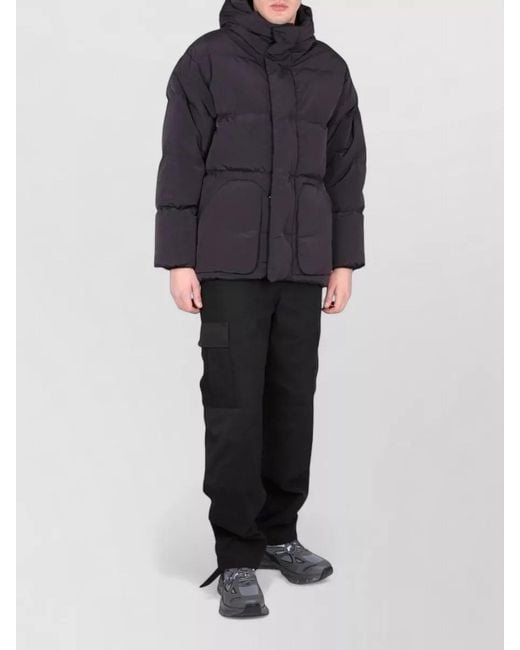 Ienki Ienki Black Michlin Hooded Long Down Jacket Pockets for men