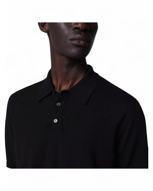 Roberto Collina Black Straight Cut Polo Shirt Short Sleeves for men