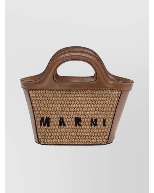 Marni Brown Tropicalia Micro Crossbody And Satchel Bag