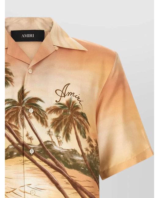 Amiri Natural Silk Printed Short-Sleeve Bowling Shirt for men