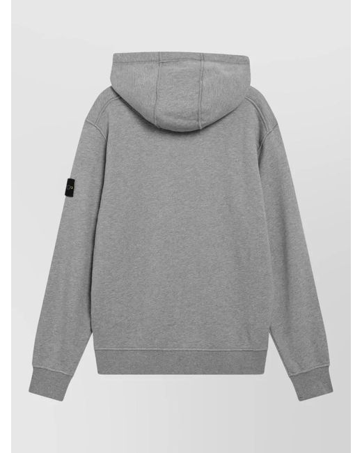 Stone Island Gray Hooded Knit Sweater Long Sleeves Pocket for men