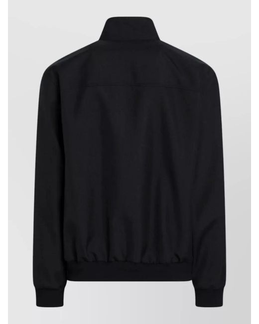 Gucci Black High Collar Jacket Ribbed Cuffs Hem for men