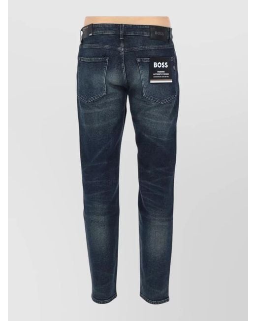 Boss Blue Denim Regular-Fit Straight-Leg Jeans for men