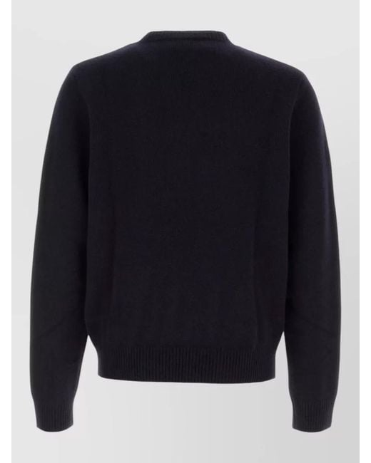A.P.C. Blue Edmond Wool Sweater Ribbed Cuffs Hem for men