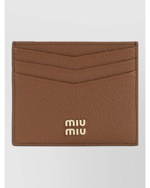 Miu Miu Brown Calf Leather Keyring Card Holder