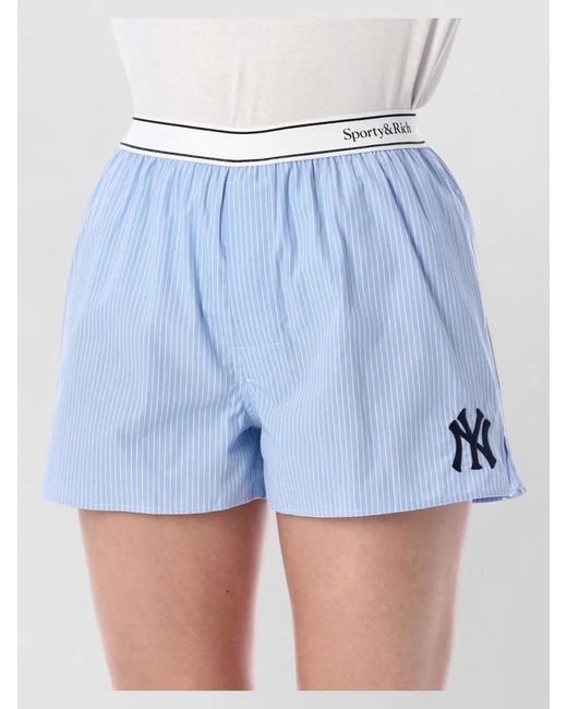Sporty & Rich Blue Heritage Yankees Boxer Shorts Striped Waistband