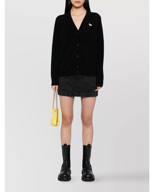 Maison Kitsuné Black Wool Regular-Fit Cardigan