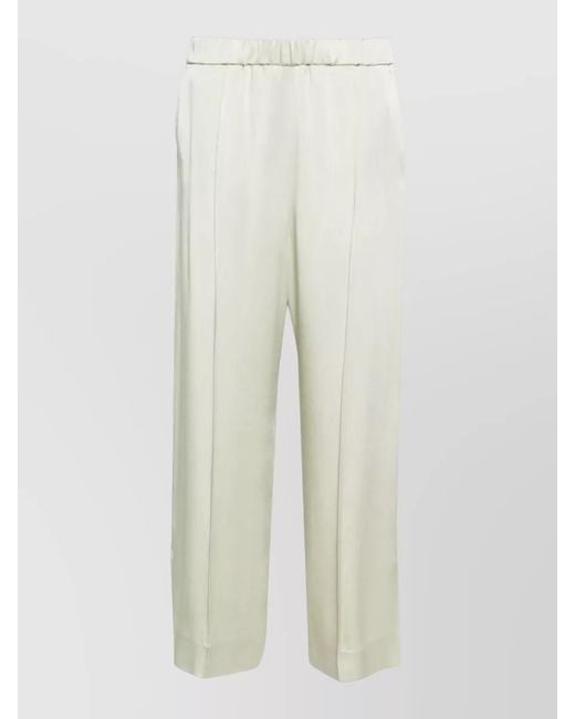 Jil Sander White Satin Wide-Leg Trousers