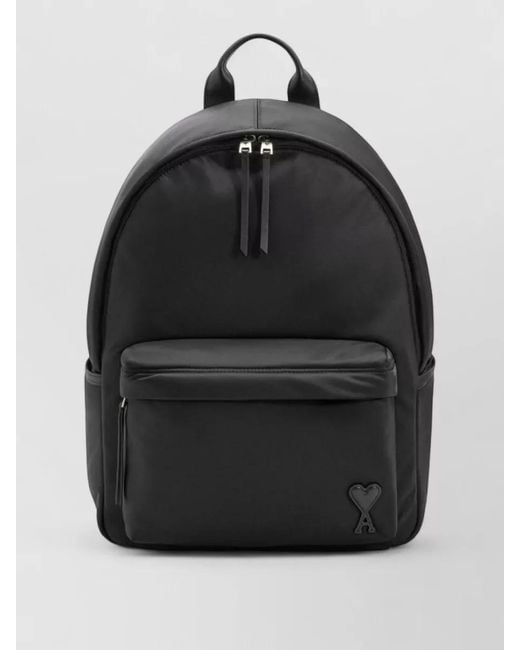 AMI Black Nylon Backpack for men