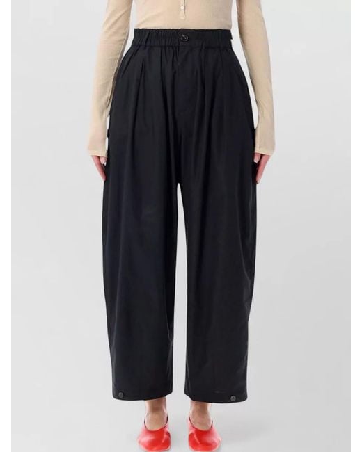 Soeur Black Recycled Cotton Pleated Wide-Leg Trousers