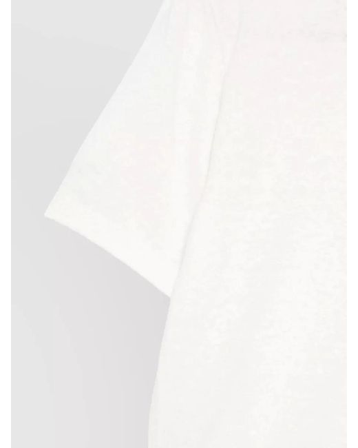 DUNST White Linen Cotton Knit T Shirt Short Sleeves