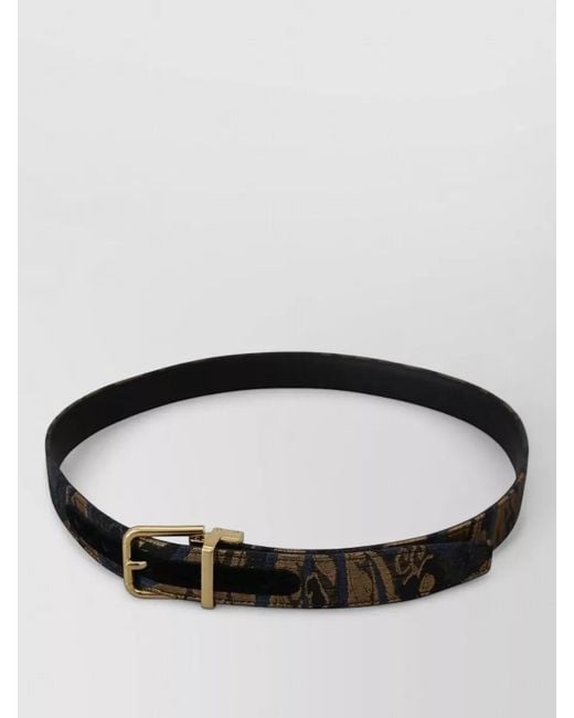 Dolce & Gabbana Black Jacquard Leather Logo Buckle Adjustable Belt