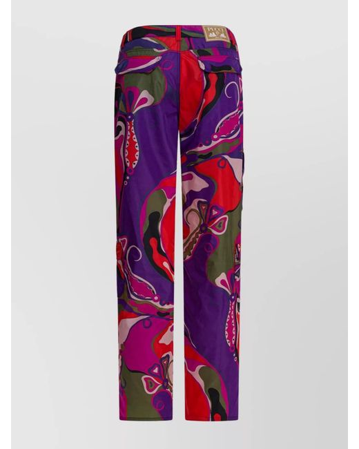 Emilio Pucci Red Orchidee Print Cargo Pants