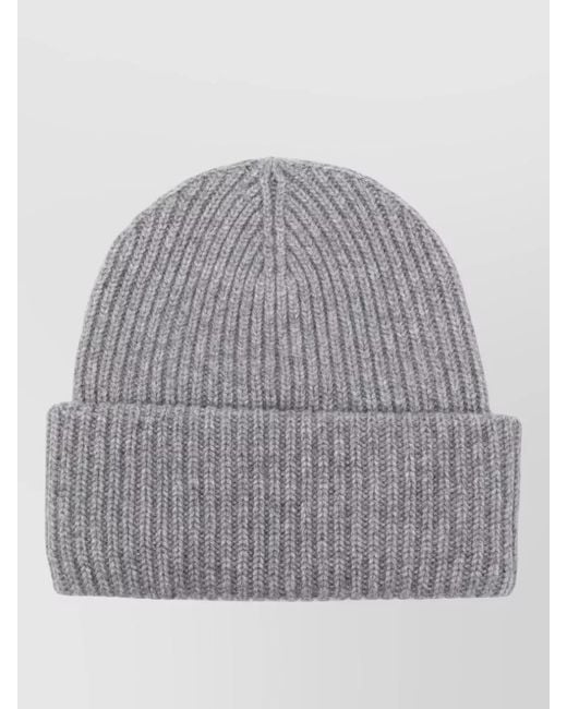 Mc2 Saint Barth Gray Berry Knitted Hat Folded Cuff Ribbed for men