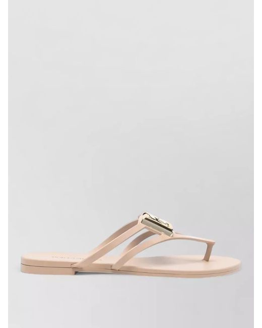 Dolce & Gabbana Natural Rubber Logo-Embellished Thong Sandals