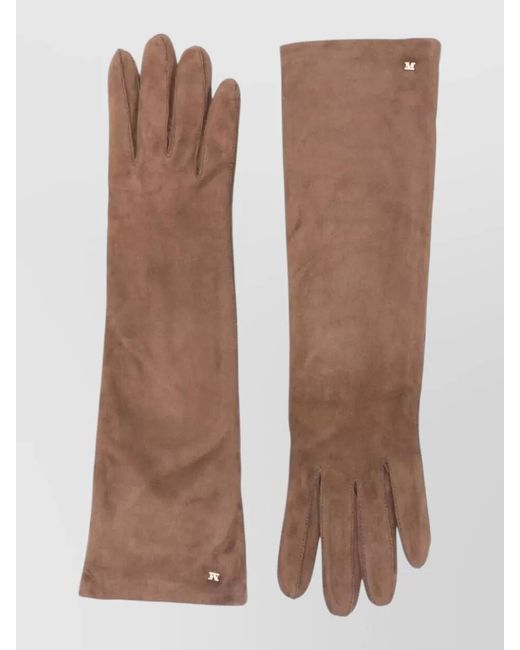 Max Mara Brown Afideesuedes Long Length Suede Finish Gloves