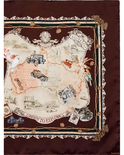 Zimmermann Brown Silk Printed Square Scarf