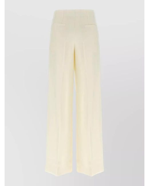 Brioni White Camilla Trousers Wide Leg Back Pockets