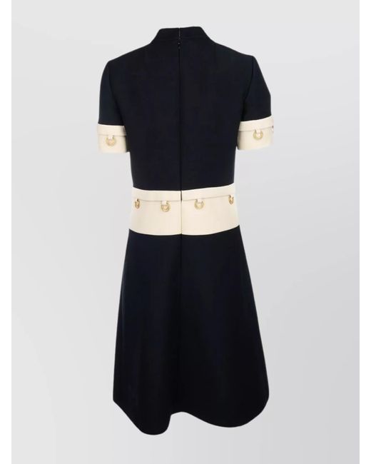 Prada Blue Block Design Short Sleeves Dress