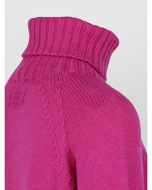 Drumohr Purple Knit Turtleneck Long Sleeve Crewneck Top