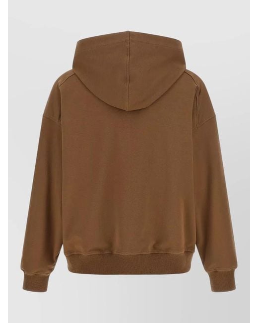 Brunello Cucinelli Brown Shiny Accents Hooded Sweatshirt Hem Band