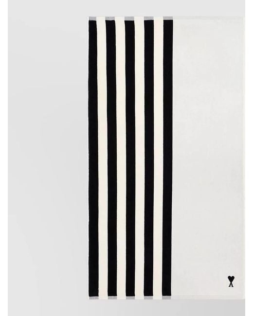 AMI Black Cotton Striped Beach Towel Scarf