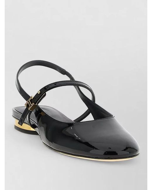 Tod's Black Patent Leather Mary Jane Ballerina Shoes