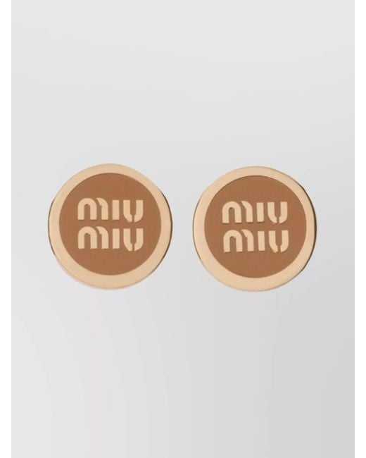 Miu Miu Multicolor Logo Earrings Round Shape