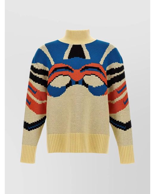 Bluemarble Blue Virgin Wool Jacquard Jumper for men