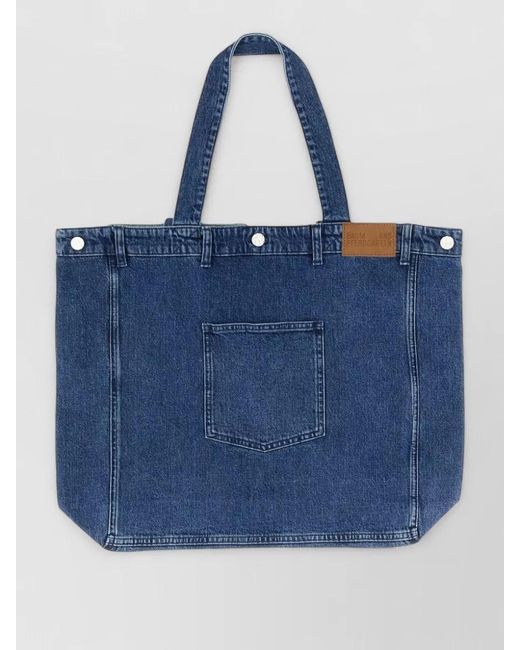 Baum und Pferdgarten Blue Kila Tote Bag Front Pocket Top Handles