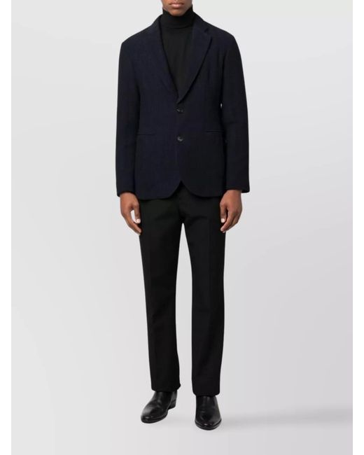 Emporio Armani Blue Wool Checked Single-Breasted Blazer for men
