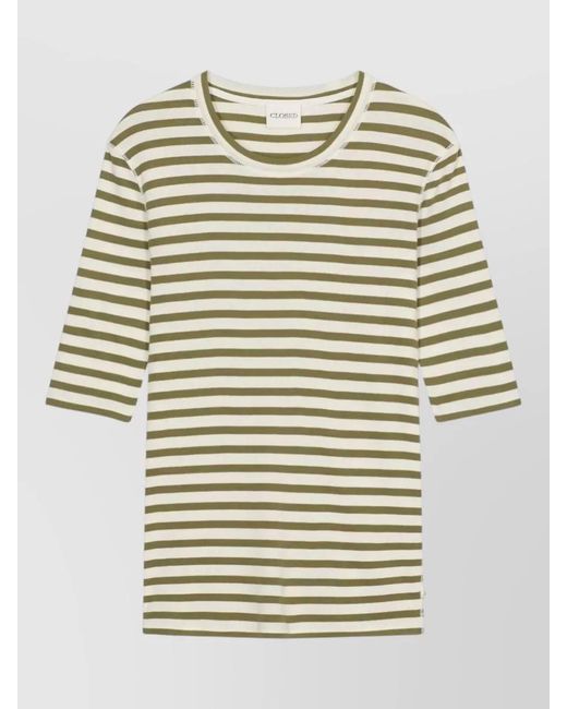 Closed Natural Cotton Blend Stripe Crew Neck Sweater