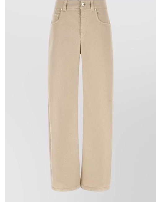 Brunello Cucinelli Natural Garment Dyed Wide Leg Jeans