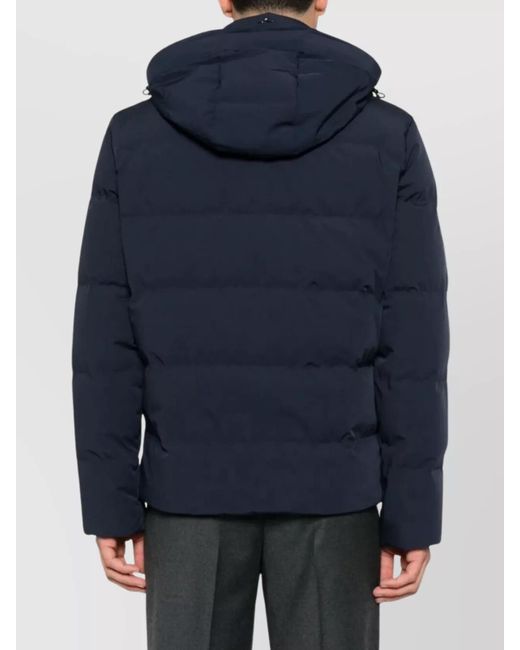 Paul & Shark Blue Down Hooded Quilted Jacket for men