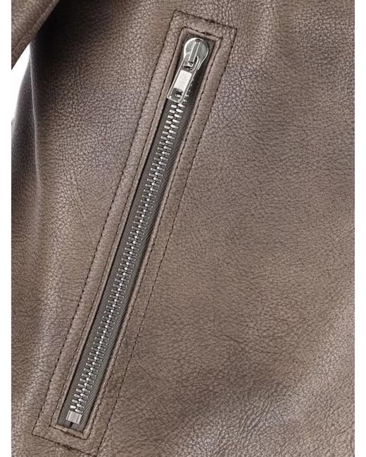 Rick Owens Gray Slim Fit Stand Collar Coat Textured for men