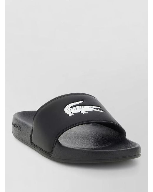 Lacoste Black Signature Slides Flat Sole Open Toe for men