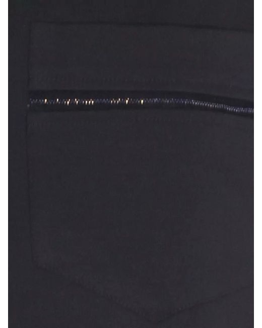 Fabiana Filippi Black Short Sleeve Top Crew Neck Zip Pocket