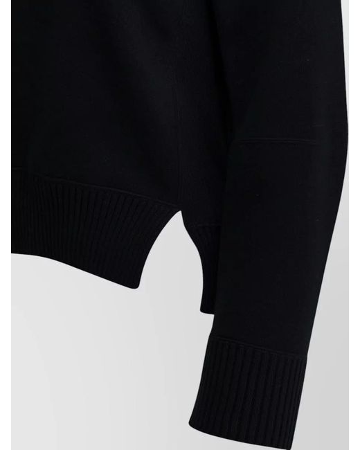 Sacai Blue Crew Neck Cotton Cashmere Cropped Sweater