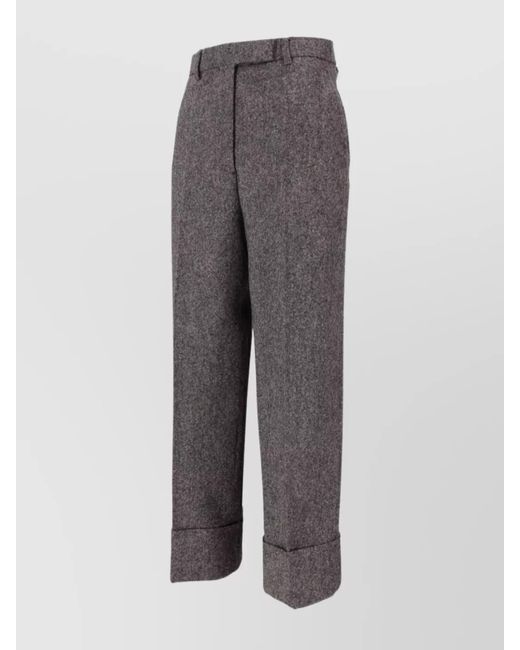 Thom Browne Gray Wool High-Rise Wide-Leg Cropped Trousers
