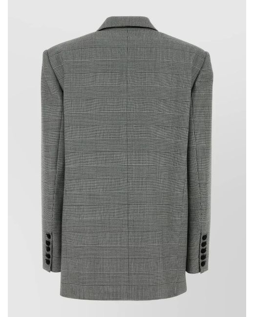 Balmain Gray Embroidered Wool Blazer