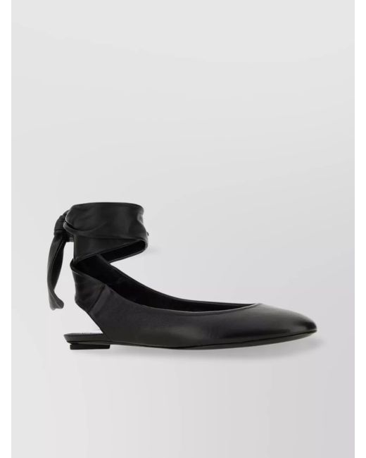 The Attico Black Leather Cloe Ballerina Flats