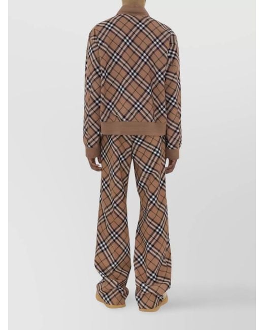 Burberry Brown Check Print Wool Blend Harrington Jacket for men