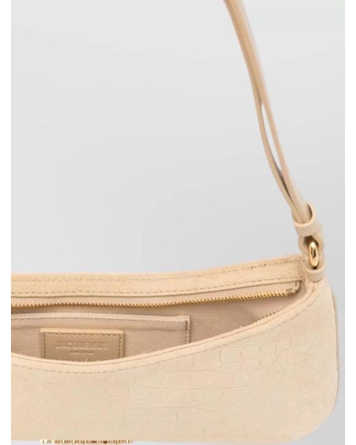 Jacquemus Natural Croc Effect Suede Shoulder Bag Hardware