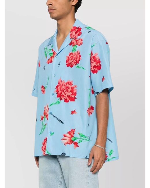 Moschino Blue Short-Sleeve Button-Up Shirt for men