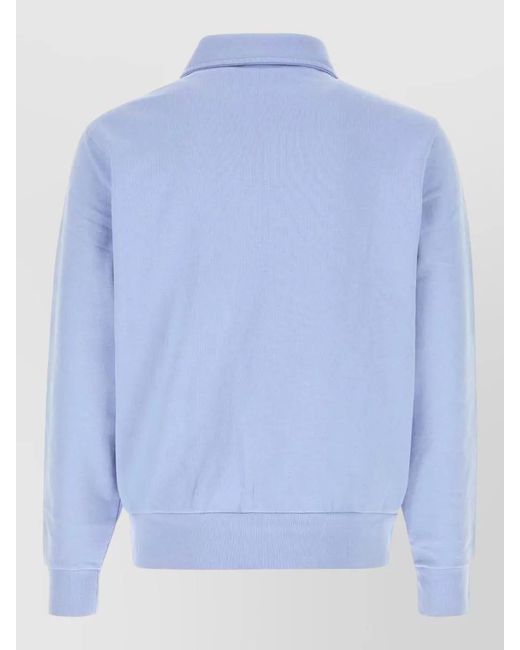 Polo Ralph Lauren Blue Cotton Polo Shirt Collared Design Ribbed Cuffs for men