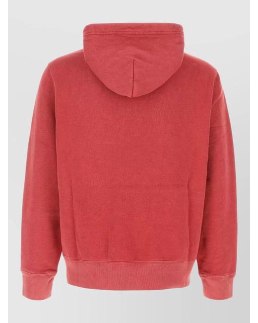 Polo Ralph Lauren Red Cotton Blend Hooded Sweatshirt Front Pocket for men