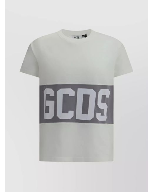 Gcds Gray Branded T-Shirt Block Contrast Touch Ribbed for men