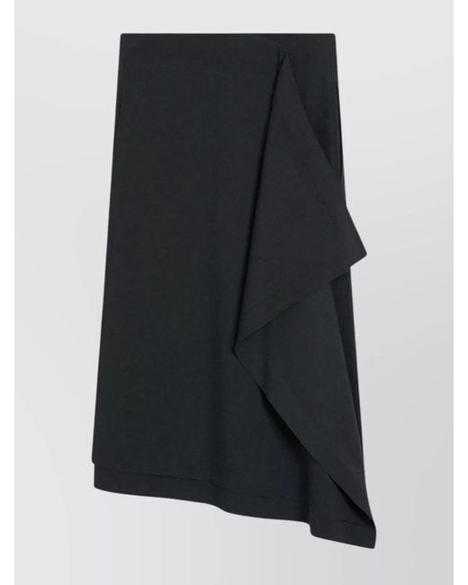 AMI Black Virgin Wool Midi Wrap Skirt